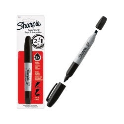 Super Sharpie Twin Tip Fine Point and Chisel Tip Permanent Marker, 1ct. Black