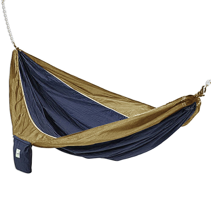 Lightweight, Portable Parachute Silk 2-Person Hammock Swing For Outdoor/Patio, Blue And Brown